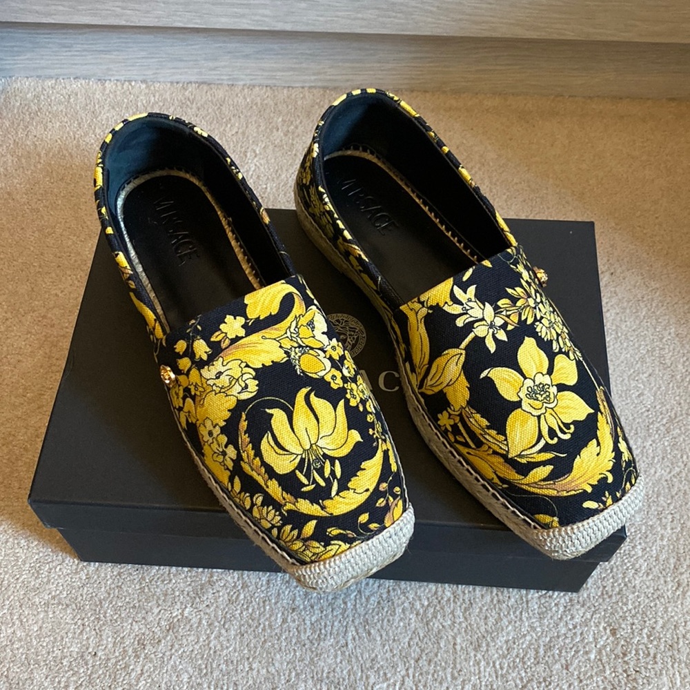 Versace floral canvas espadrilles